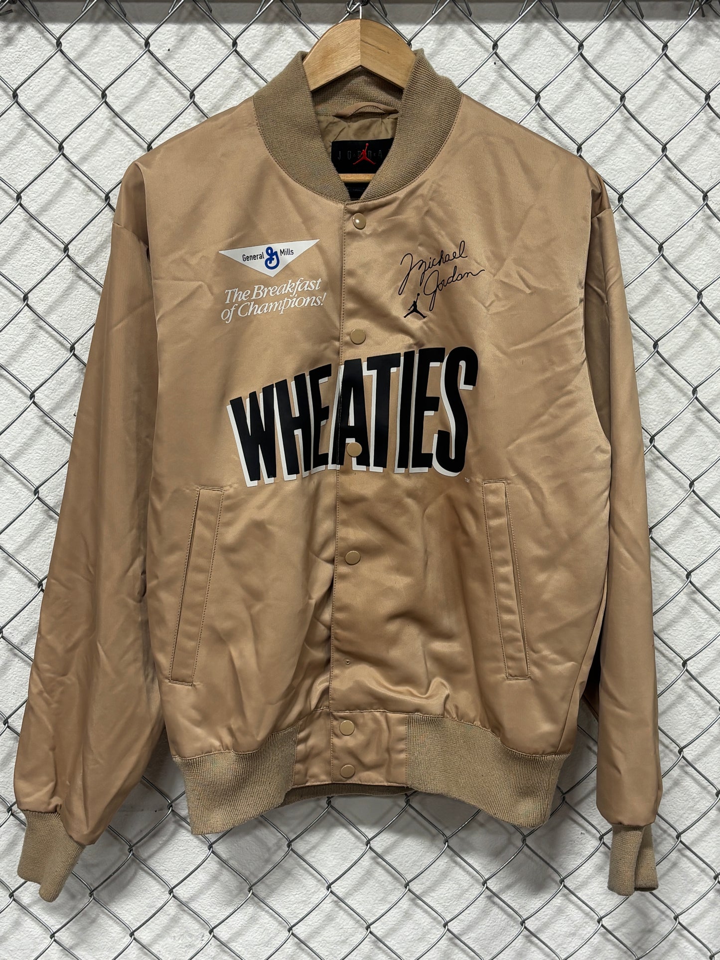 Jordan Brand Wheaties Jumpman Brown Bomber Jacket Size Small