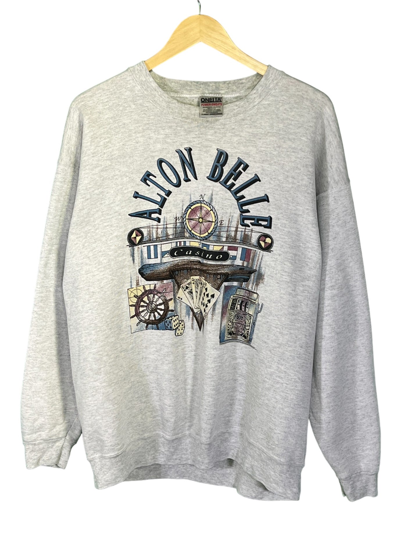 Vintage 90's Oneita Alton Belle Casino Crewneck Sweater Size XL