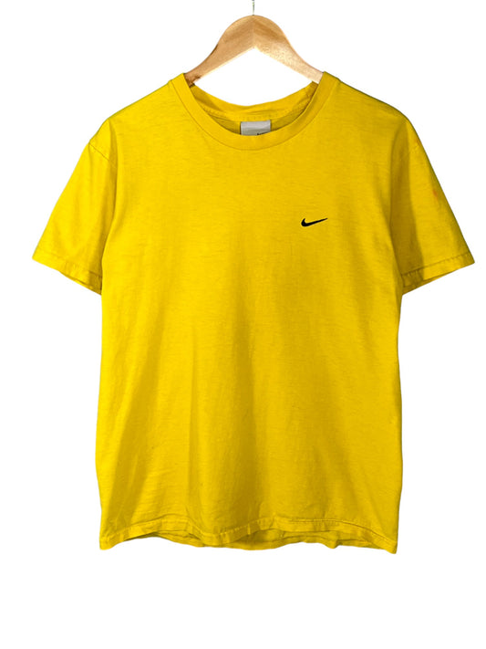Vintage 00's Nike Yellow Embroidered Small Swoosh Tee Size Small