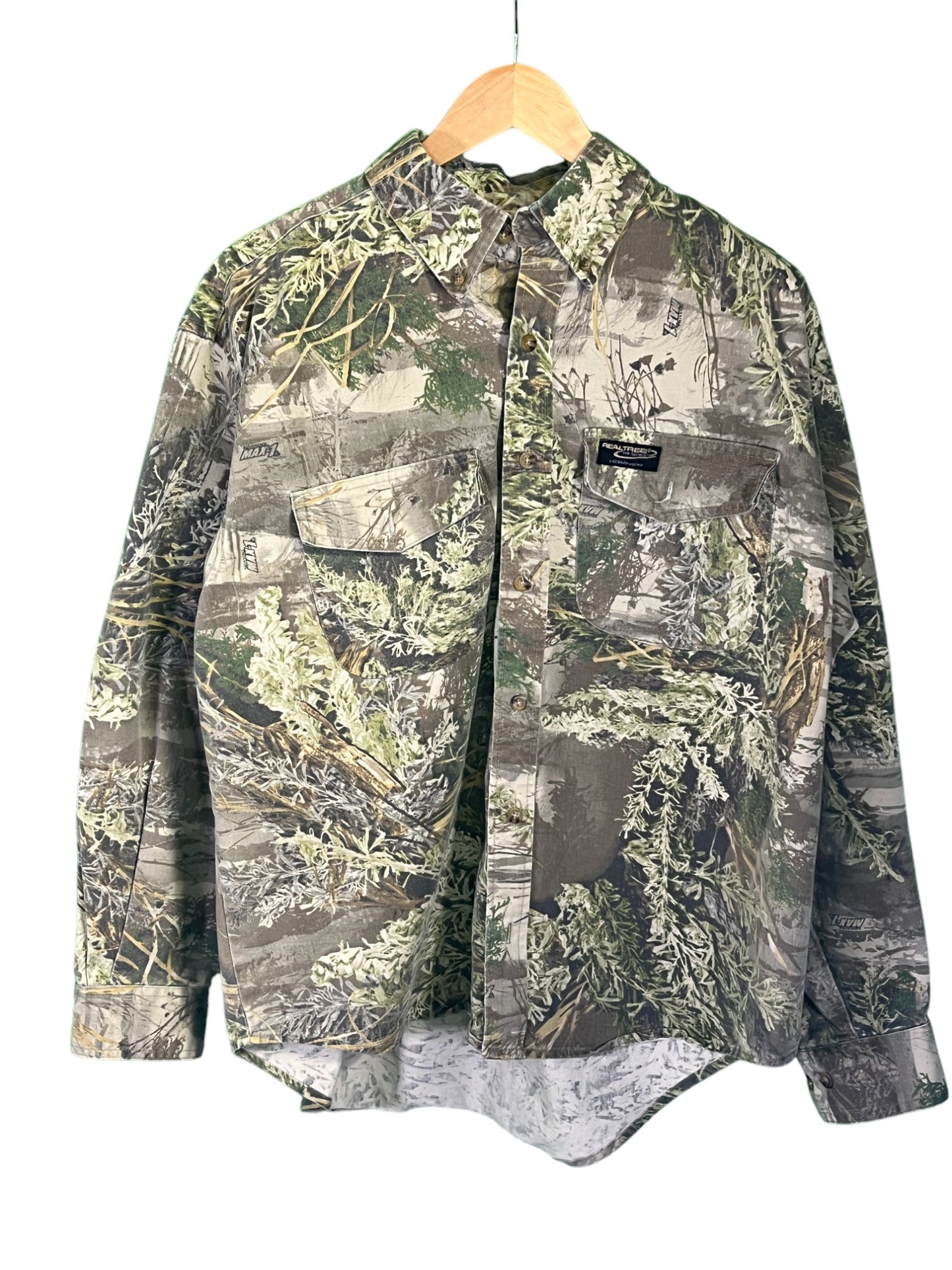 Vintage Realtree Hunters Woodland Camo Button Up Longsleeve Size Large