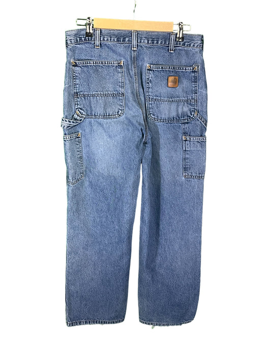 Vintage 00's Carhartt Denim Carpenter Dungaree Jeans Size 33x30