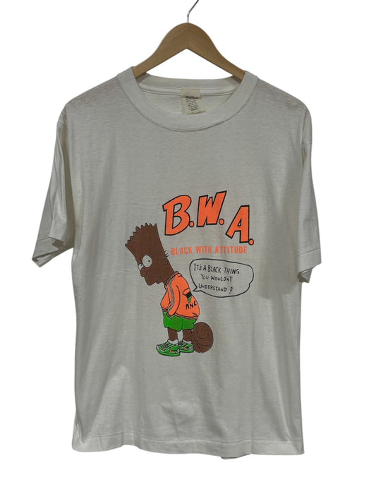 Vintage 90's Bart Simpsons BWA Black With Attitude Tee Size Medium