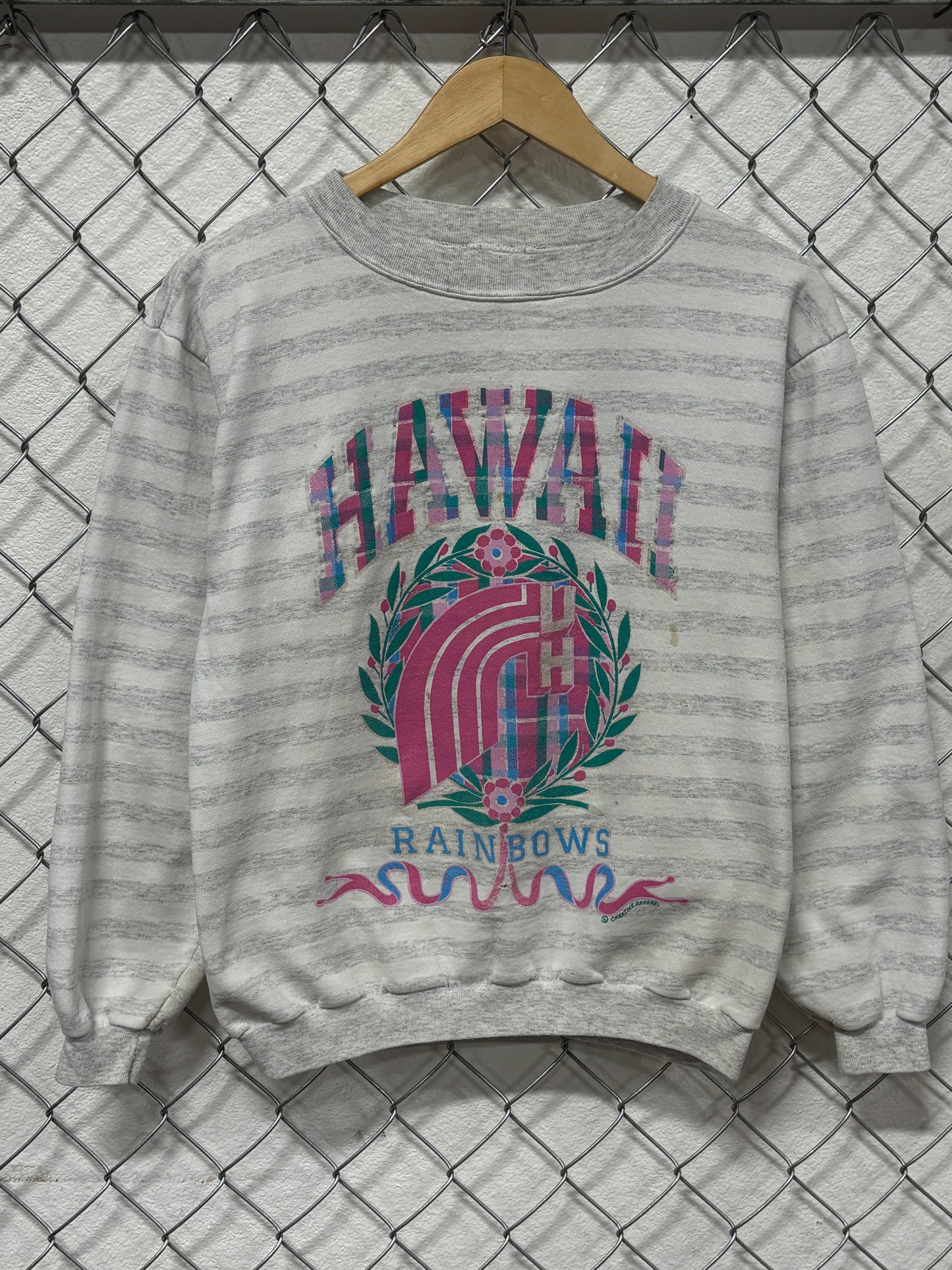Vintage 90's Hawaii Rainbows Striped Crewneck Sweater Size Medium