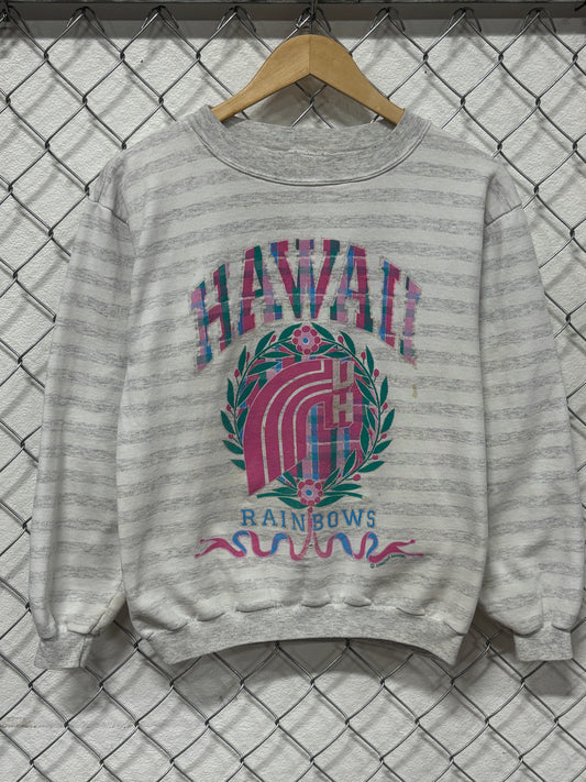 Vintage 90's Hawaii Rainbows Striped Crewneck Sweater Size Medium