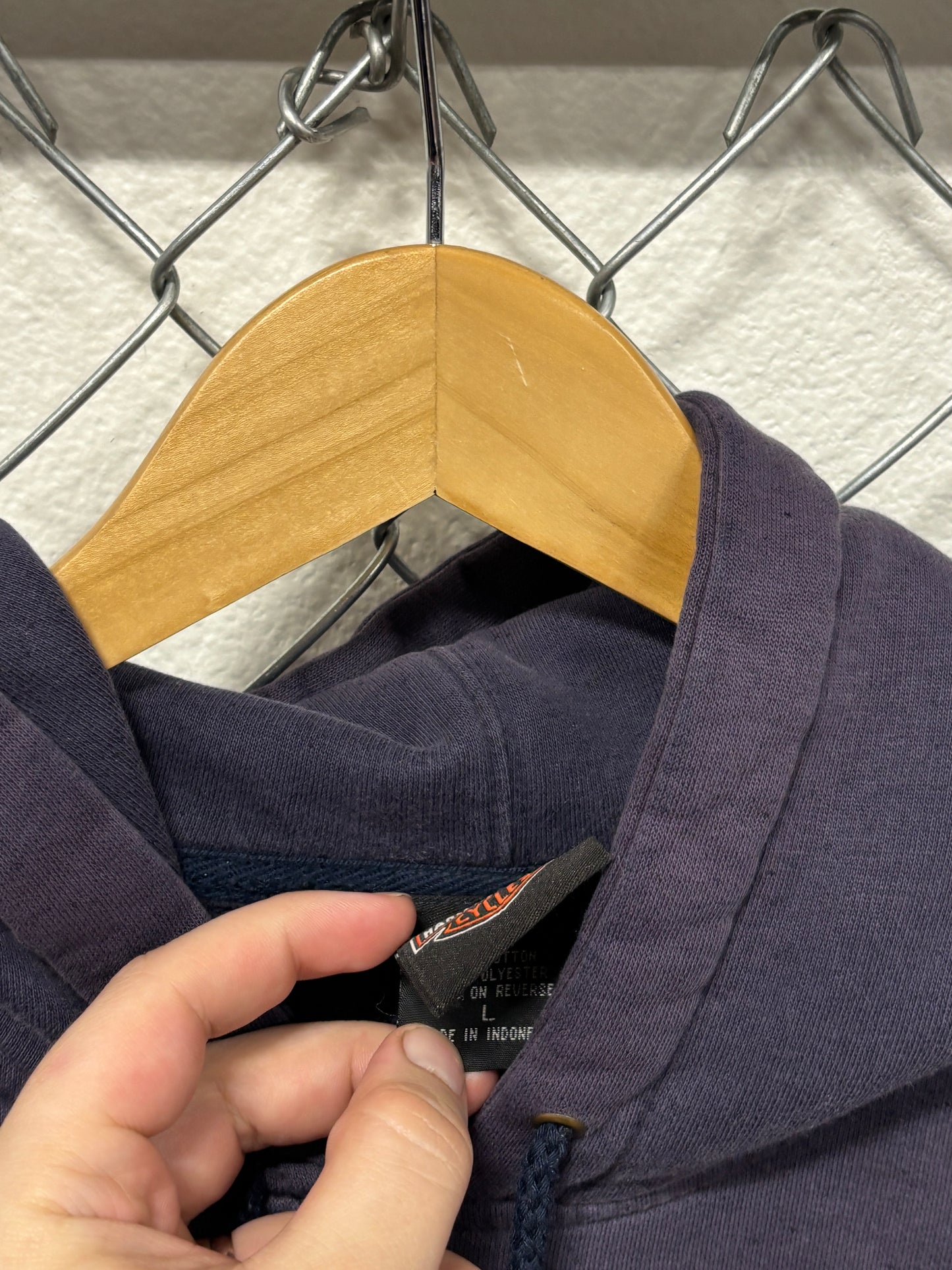 Vintage Harley Davidson Bald Eagle Biker Hoodie Size Large