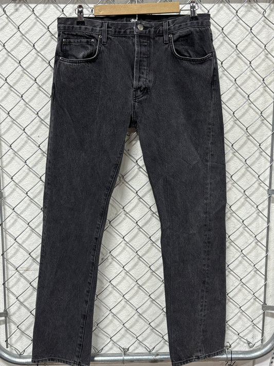 Vintage Y2K Stussy Black Denim Skinny Jeans Size 32x30
