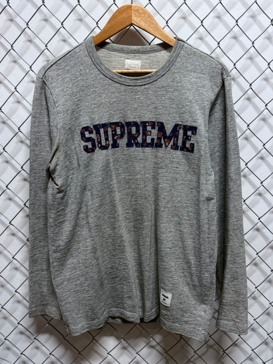 Supreme FW11 Grey Paisley Long Sleeve Shirt Size Medium