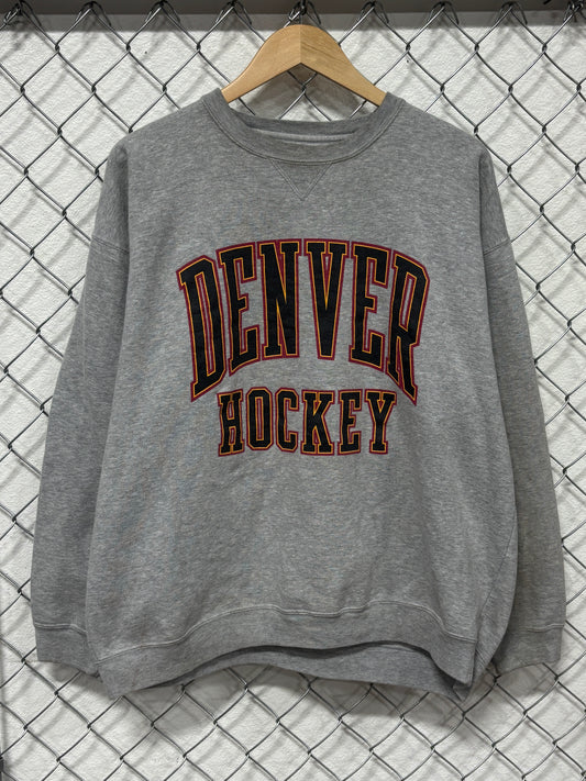 Vintage 90's Denver Hockey Grey Crewneck Sweater Size XL