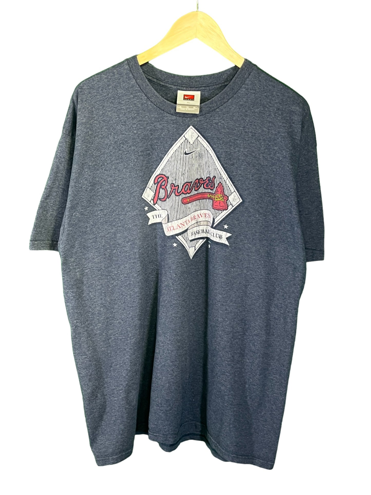 Vintage 00's Nike Atlanta Braves Center Swoosh Baseball Diamond Tee Size XL