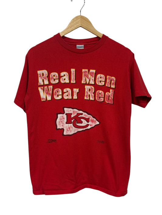 Vintage 90's Kansas City Chiefs Real Men Wear Red Logo Tee Size Medium