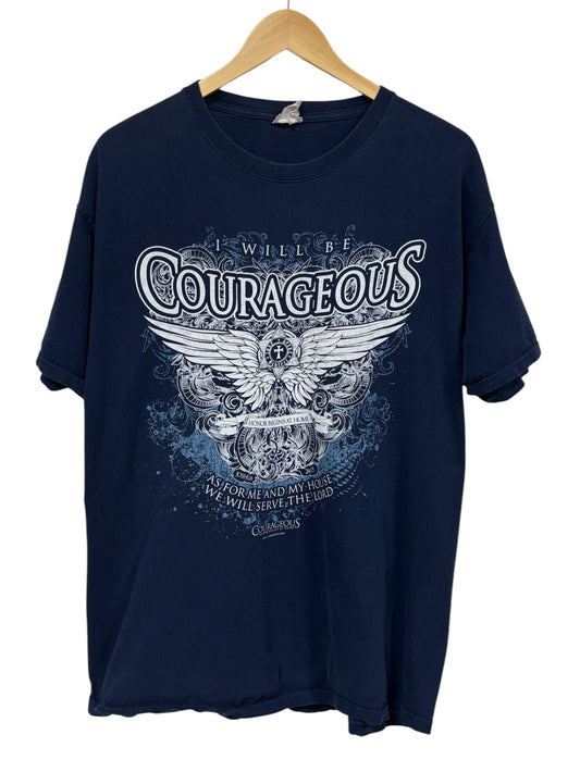 Vintage Y2K Style Big Print Courageous Graphic Tee Size Large