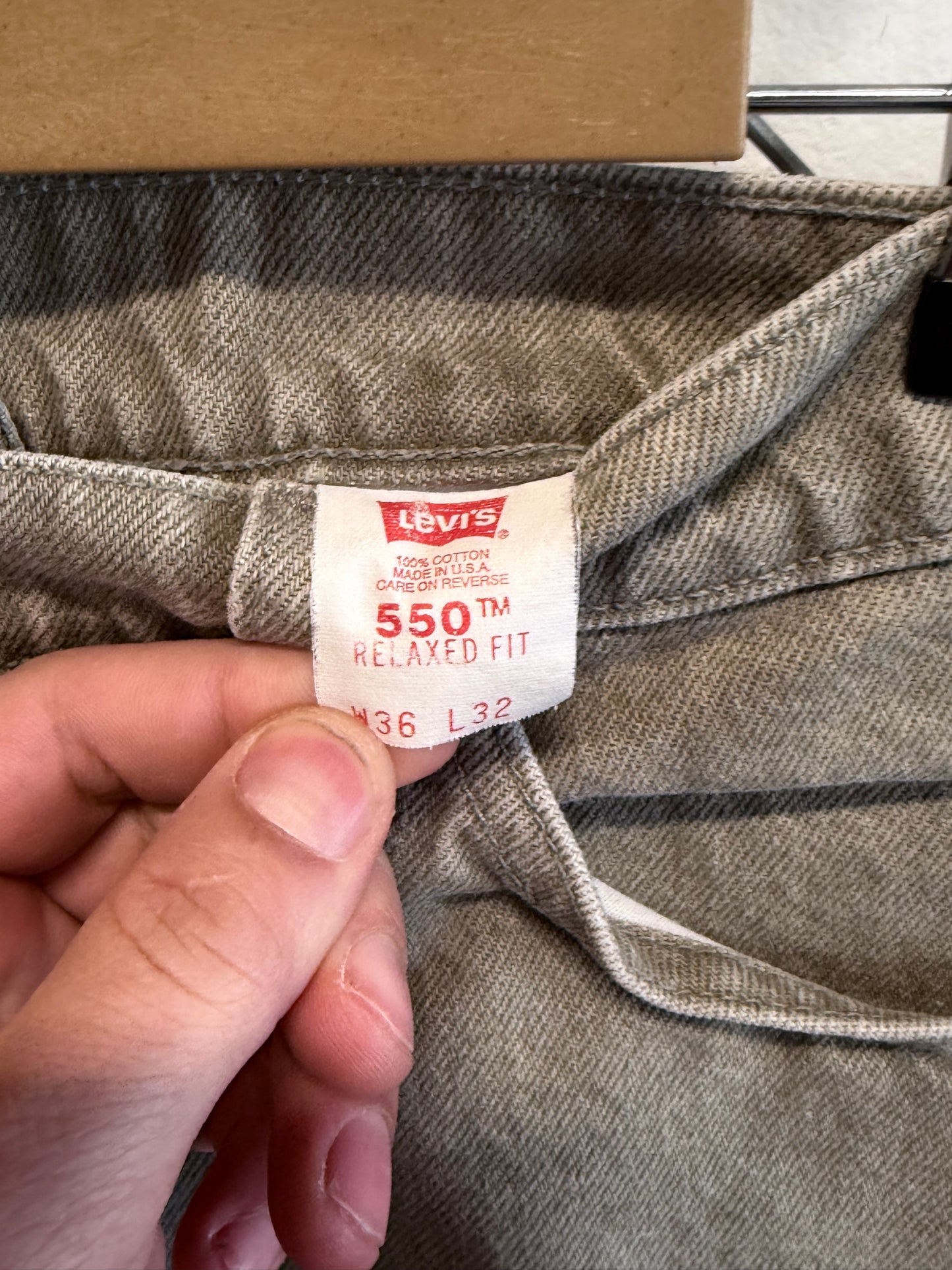 Vintage 90's Levi's 550 Relaxed Fit Green Denim Jeans Size 34x31