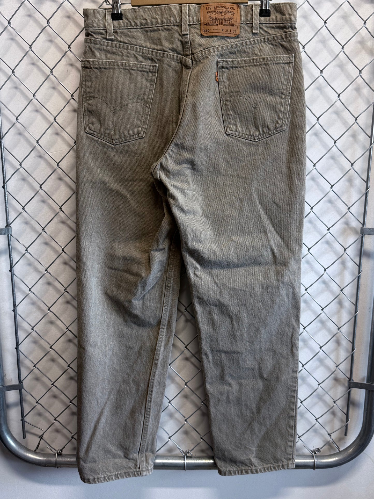 Vintage 90's Levi's 550 Relaxed Fit Green Denim Jeans Size 34x31