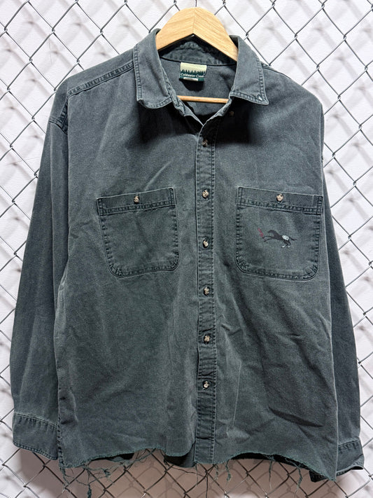 Vintage 90's Native Print Green Button Up Shirt Size XL