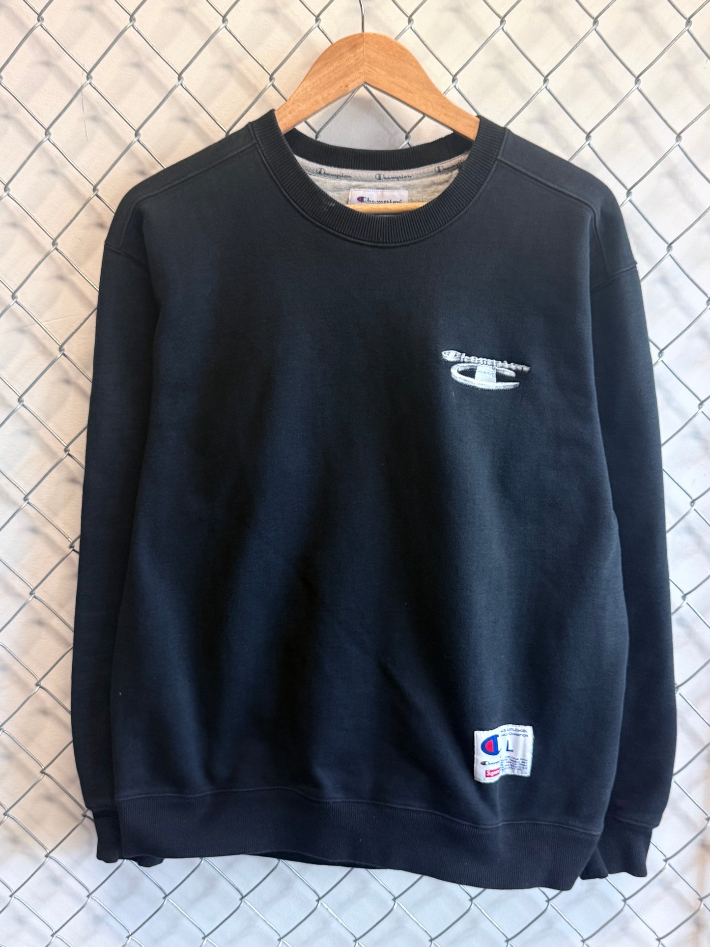 Supreme FW18 Champion 3D Metallic Logo Sweater Size Large