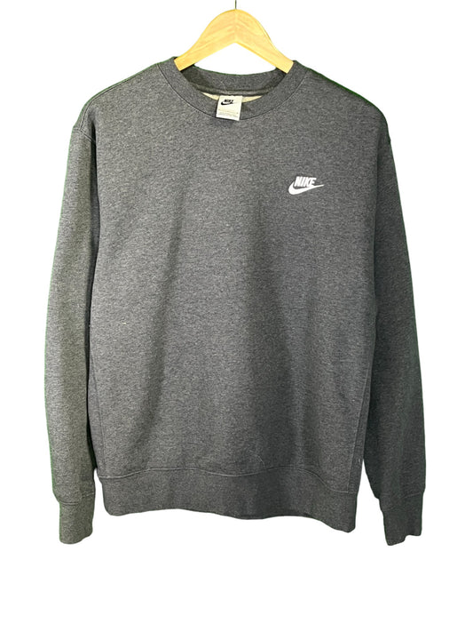 Nike Grey Classic Logo Embroidered Crewneck Sweater Size Medium