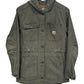 Carhartt Drab Green Hooded Button Up Work Shirt Size Medium
