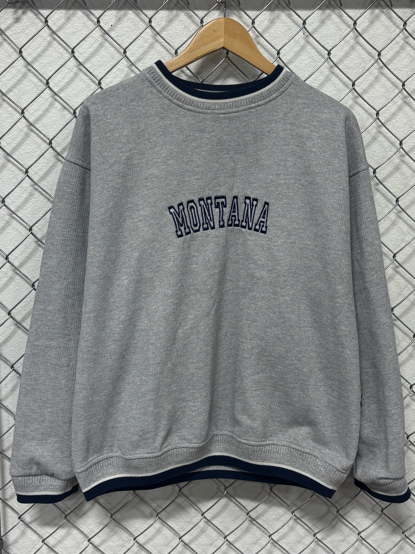 Vintage 90's Montana State University Grey Spellout Sweater Size Large