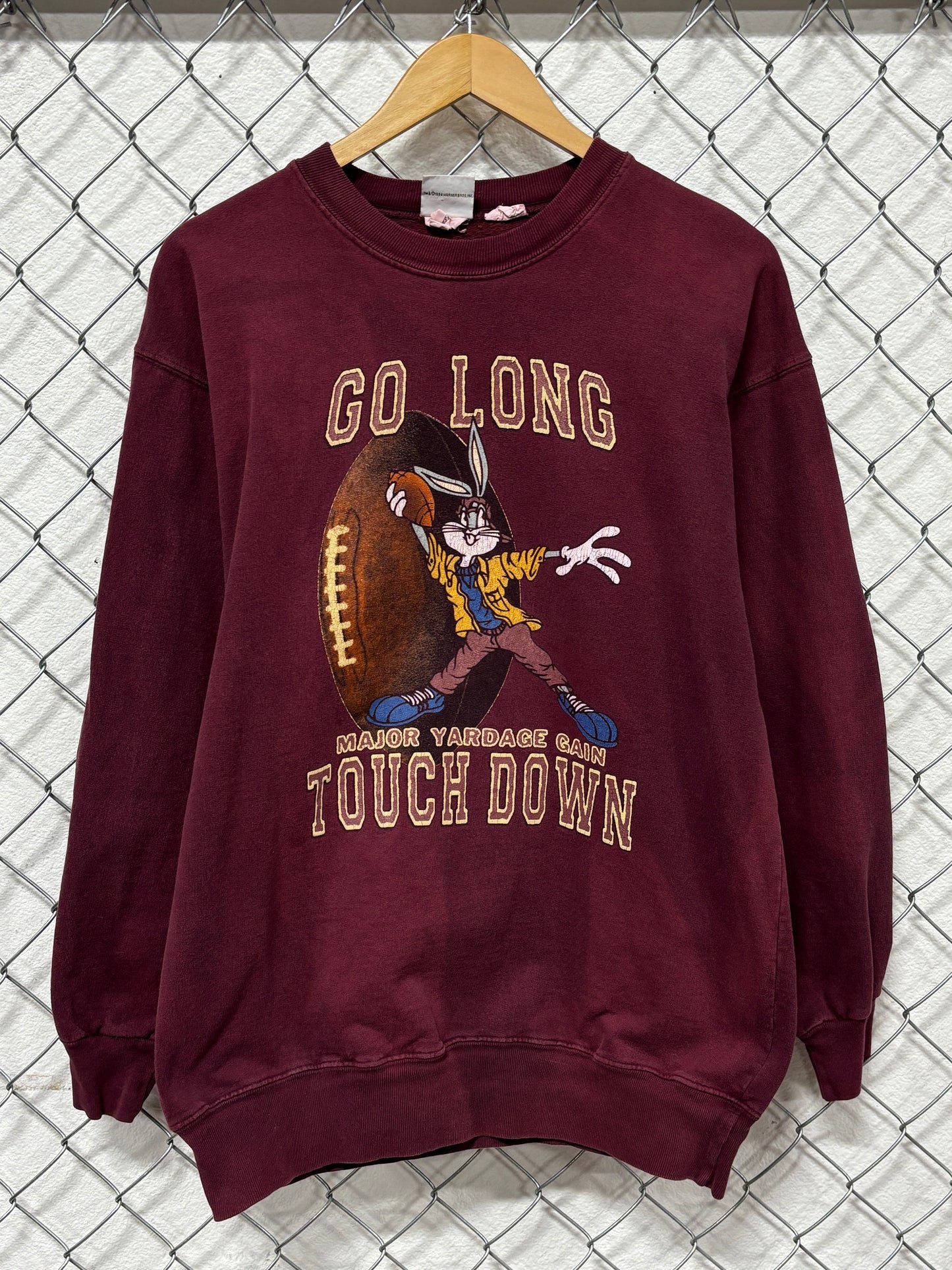 Vintage 90's Looney Tunes Go Long Touchdown Bugs Bunny Sweater Size Medium