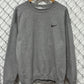 Vintage 90's Nike Grey Small Swoosh Crewneck Sweater Size Large