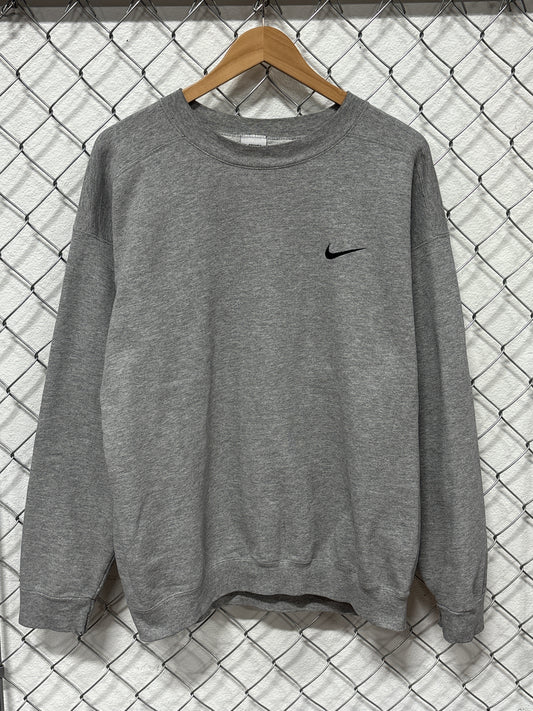 Vintage 90's Nike Grey Small Swoosh Crewneck Sweater Size Large