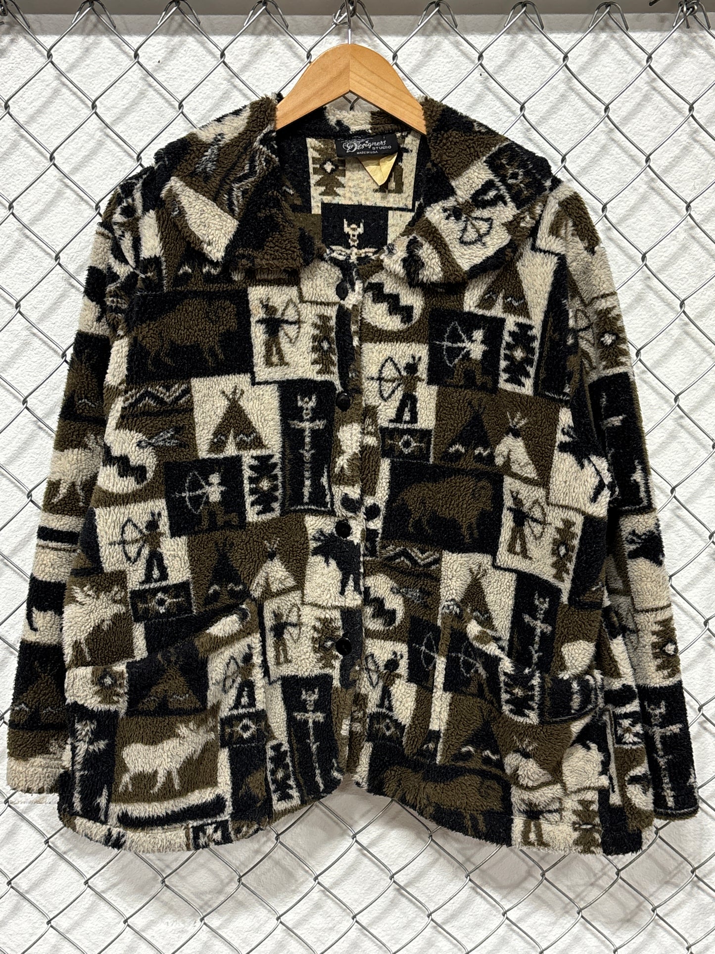 Vintage 90's Native American All Over Print Sherpa Jacket Size XL