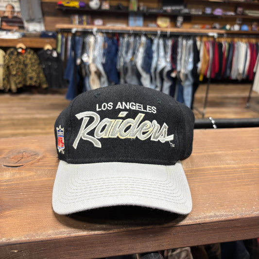 Vintage 90's Los Angeles Raiders Script Spellout Sport Specialties Size 6 7/8