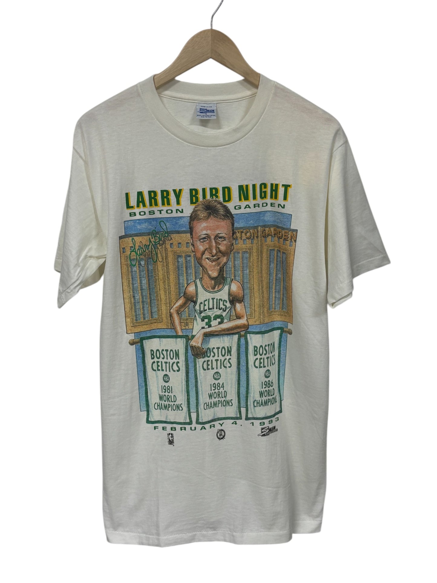 Vintage 90's Salem Larry Bird Night Boston Celtics NBA Graphic Tee Size Large