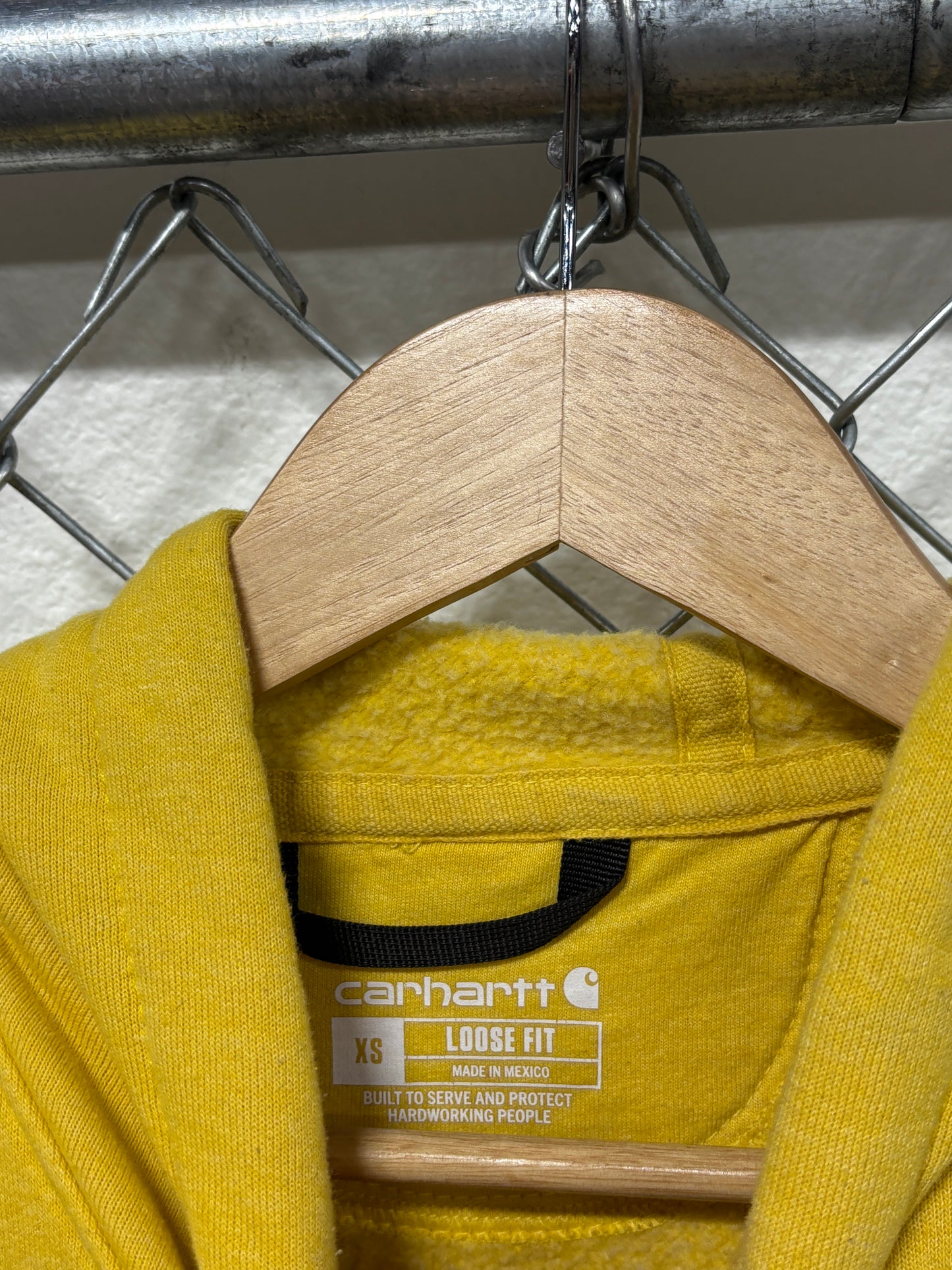 Carhartt Yellow Loose Fit Classic Hoodie Size XS