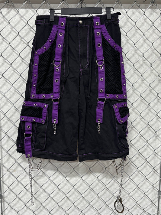 Tripp NYC Black Purple Punk Rock Shorts Size 28