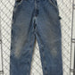 Vintage Carhartt Blanket Lined Dungaree Fit Denim Jeans Size 34x32