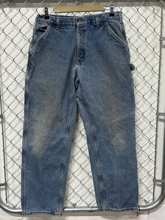 Vintage Carhartt Blanket Lined Dungaree Fit Denim Jeans Size 34x32