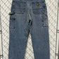 Vintage Carhartt Blanket Lined Dungaree Fit Denim Jeans Size 34x32