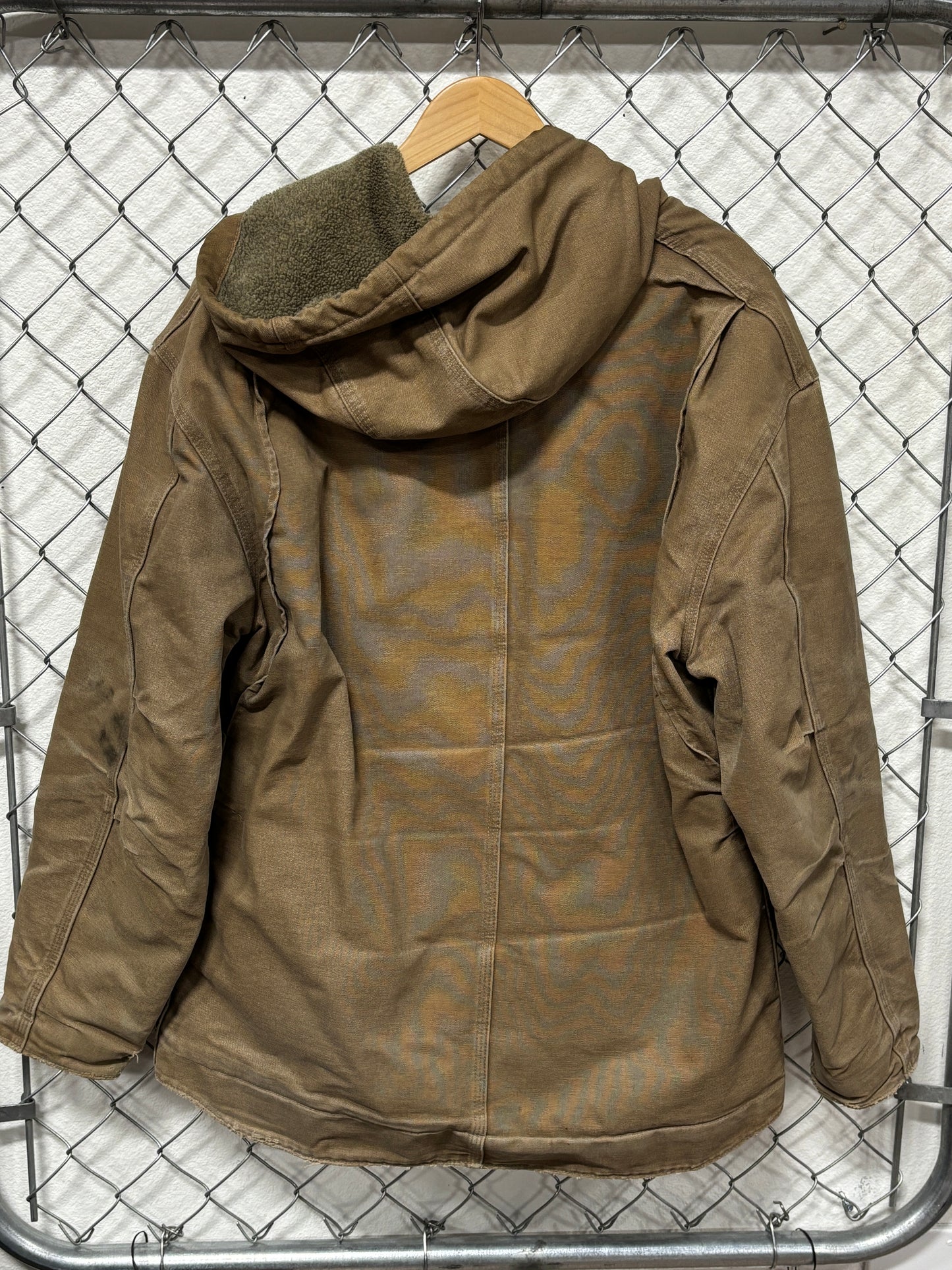 Carhartt C95 Sherpa Lined Brown Zip Up Workwear Jacket Size Large