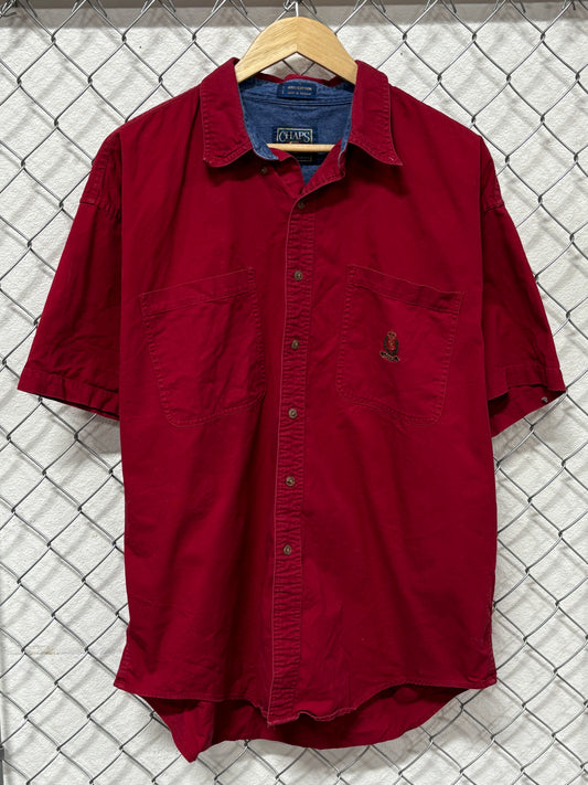 Vintage Chaps Ralph Lauren Red Short Sleeve Button Up Shirt Size XL