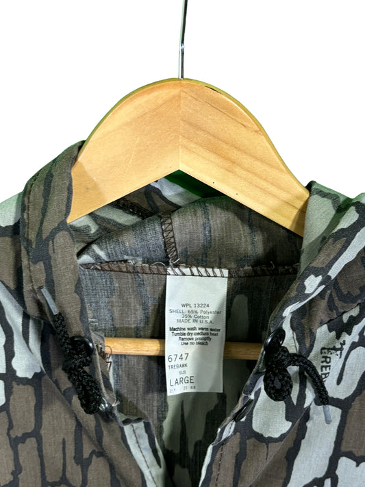 Vintage Trebark Woodland Hunters Camo Hooded Parka Jacket Size Large