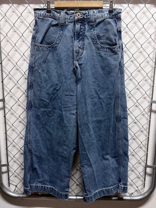 Vintage 90's JNCO Baggy Denim Embroidered Twin Cannon Jeans Size 32x30