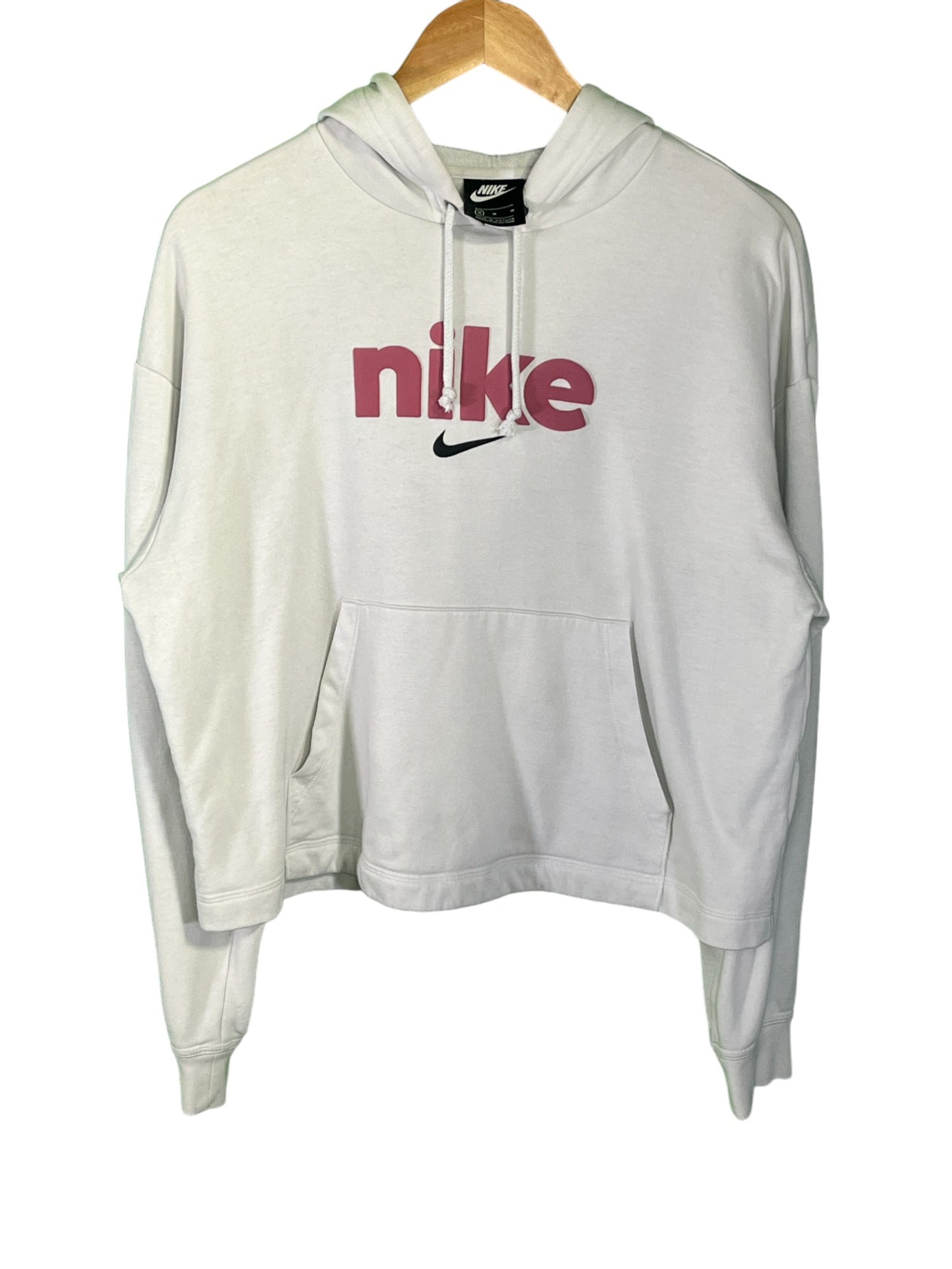 Nike Cropped Spellout Classic Swoosh Logo Hoodie Size Medium