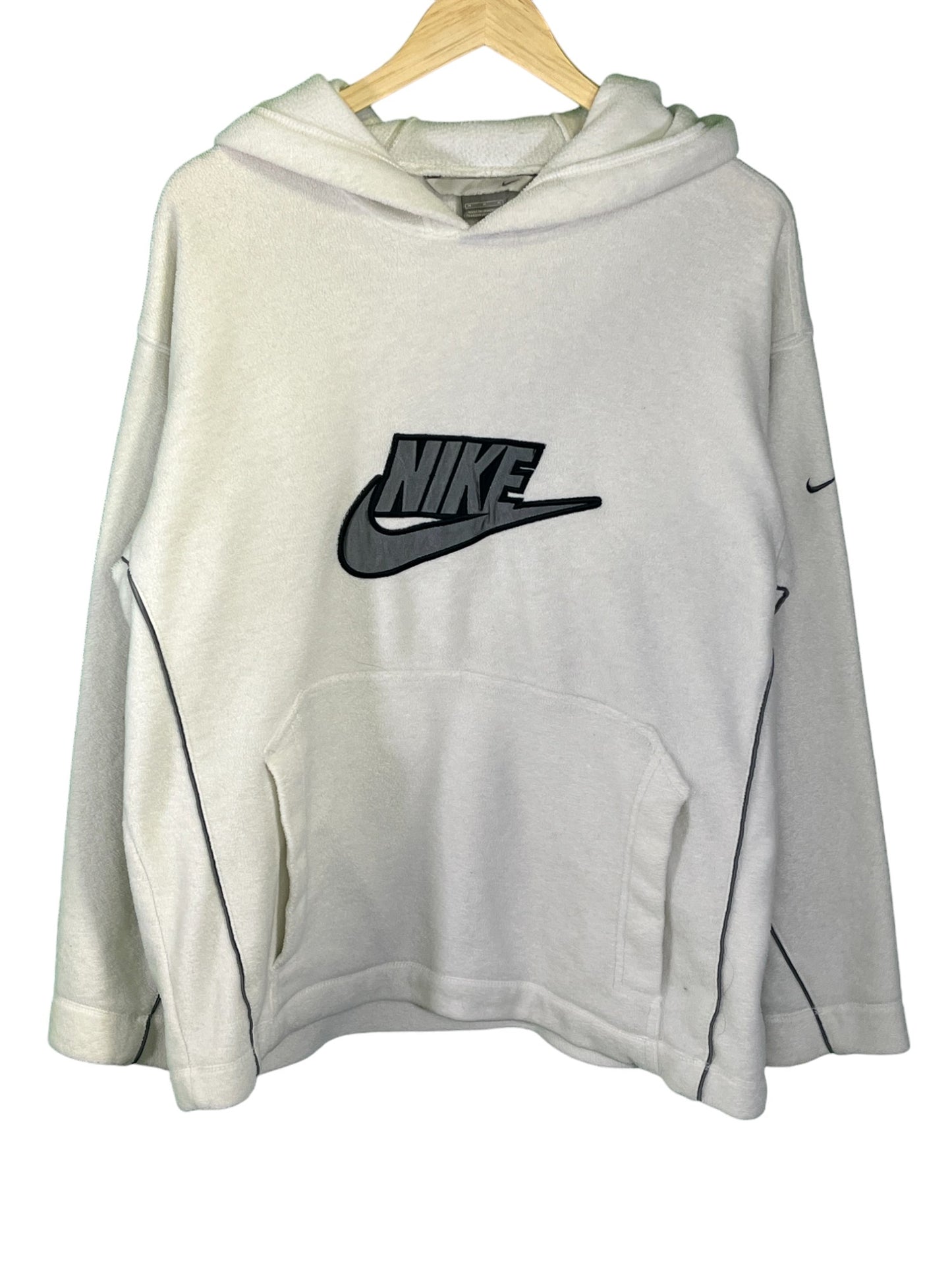 Vintage 00's Nike Classic Swoosh Logo White Fleece Hoodie Size Medium