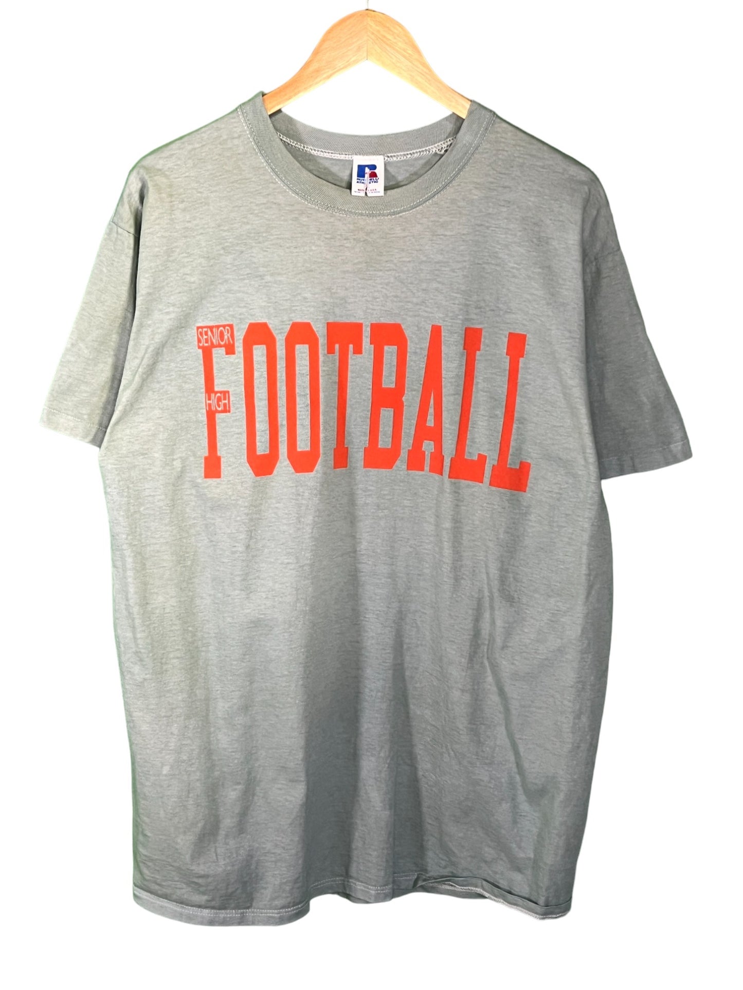 Vintage 90's Russell Billings Senior High Football Upcycled Tee Size Large