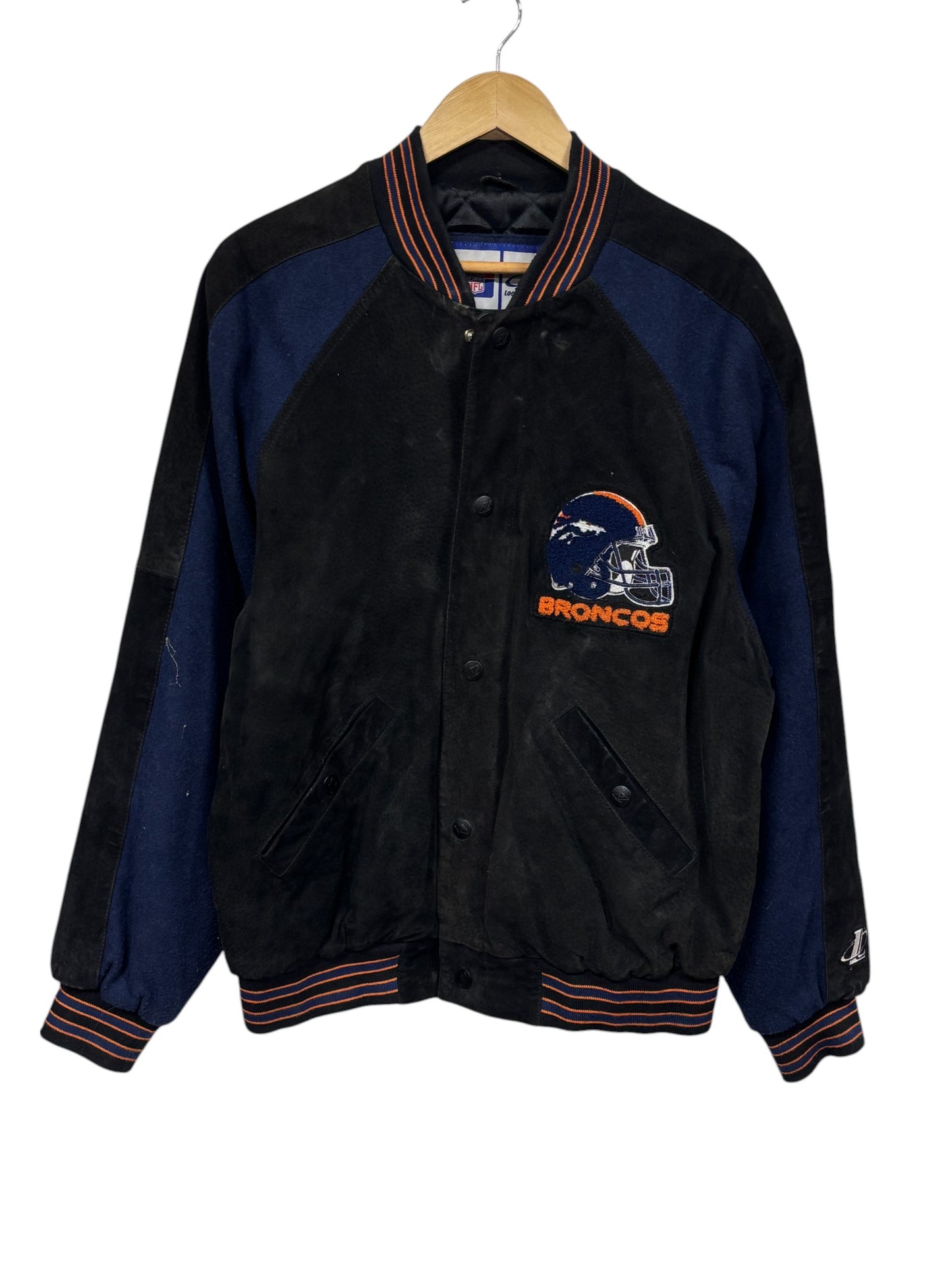 Vintage Logo Athletic Denver Broncos Helmet Logo Bomber Jacket Size Medium