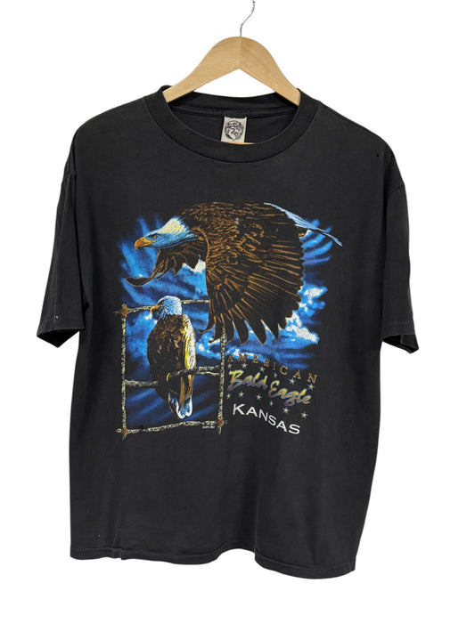 Vintage 90's American Bald Eagle Nature Big Print Graphic Tee Size Large