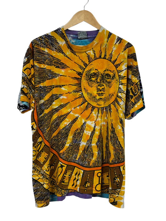 Vintage 90's Liquid Blue Sun and Moon Double Sided AOP Graphic Tee Size XL