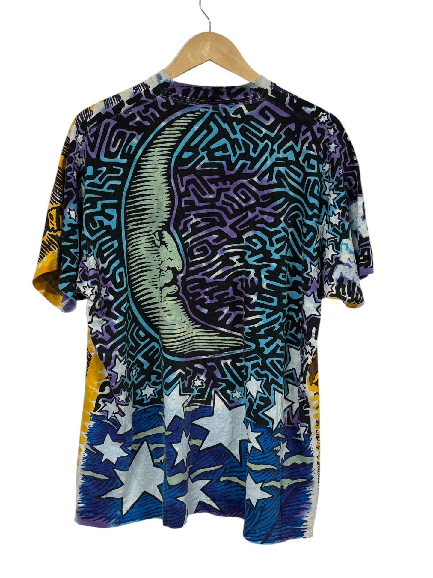 Vintage 90's Liquid Blue Sun and Moon Double Sided AOP Graphic Tee Size XL