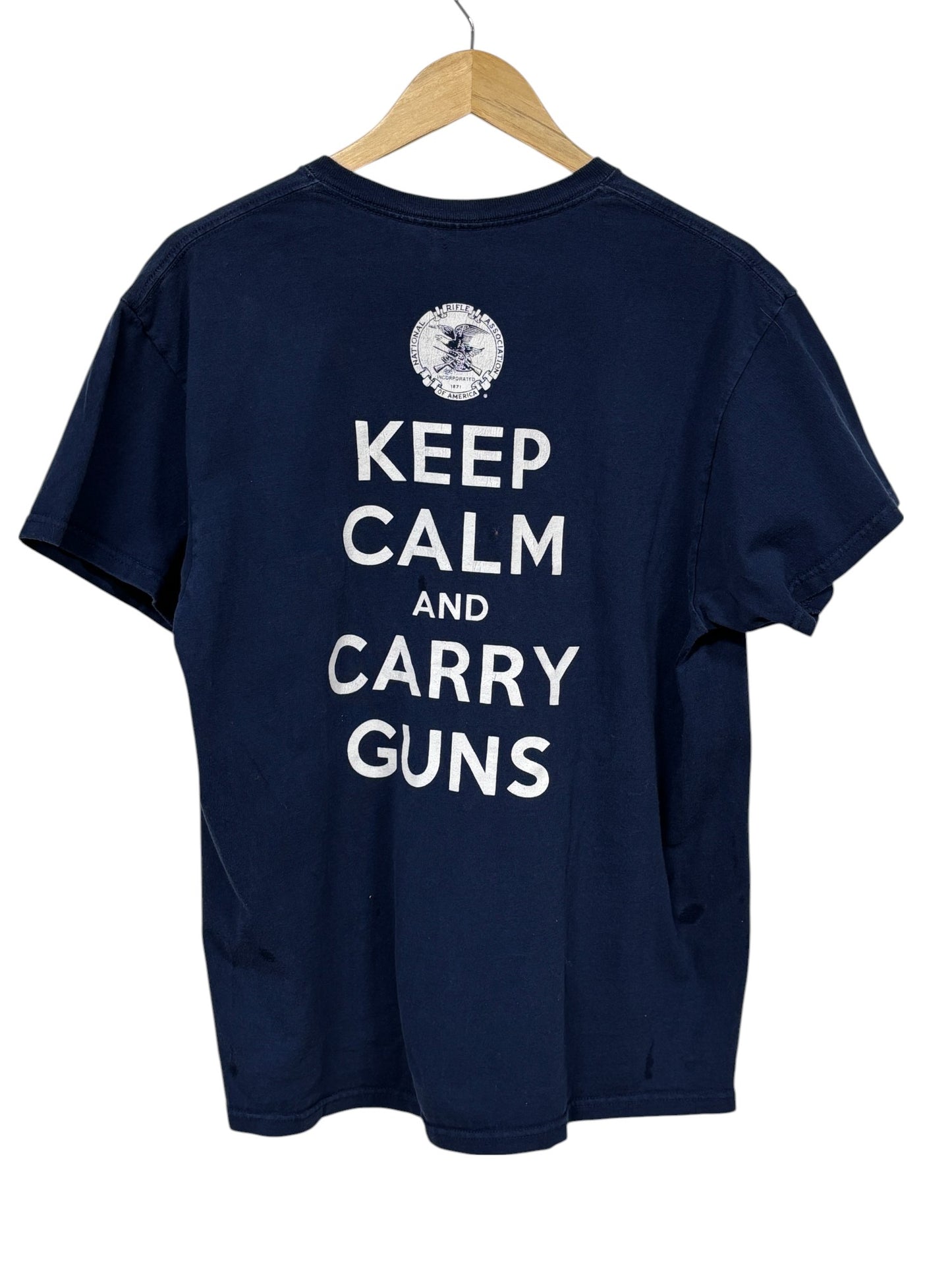 Vintage 00's NRA Keep Calm Carry Guns Graphic Tee Size Large