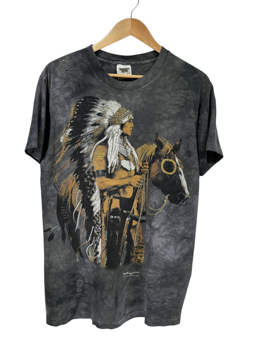 Vintage 90's Native American Horse Portrait Graphic Tee Size Large