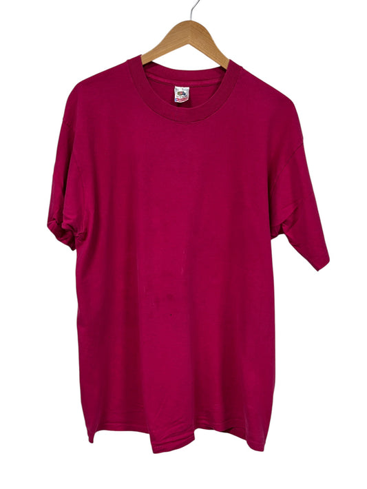 Vintage 90's Fruit of the Loom Pink Blank Tee Size XL