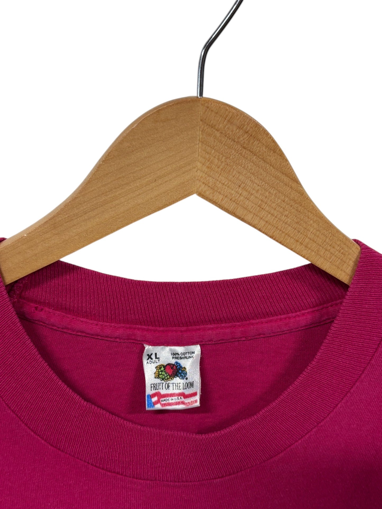 Vintage 90's Fruit of the Loom Pink Blank Tee Size XL