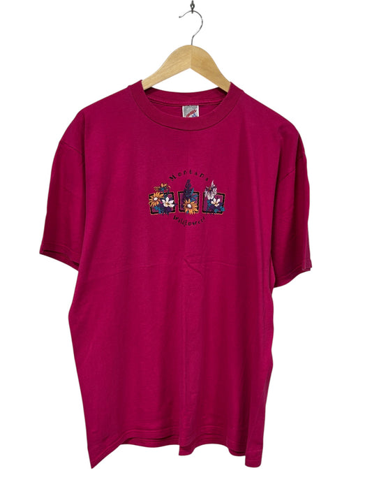 Vintage 90's Montana Wildflowers Nature Graphic Tee Size XL