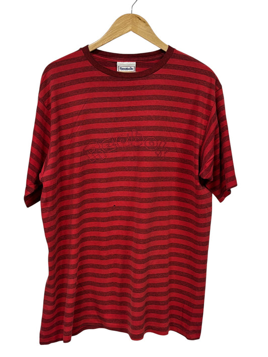 Vintage 90's Reebok Striped Spell Out Tee Size XL